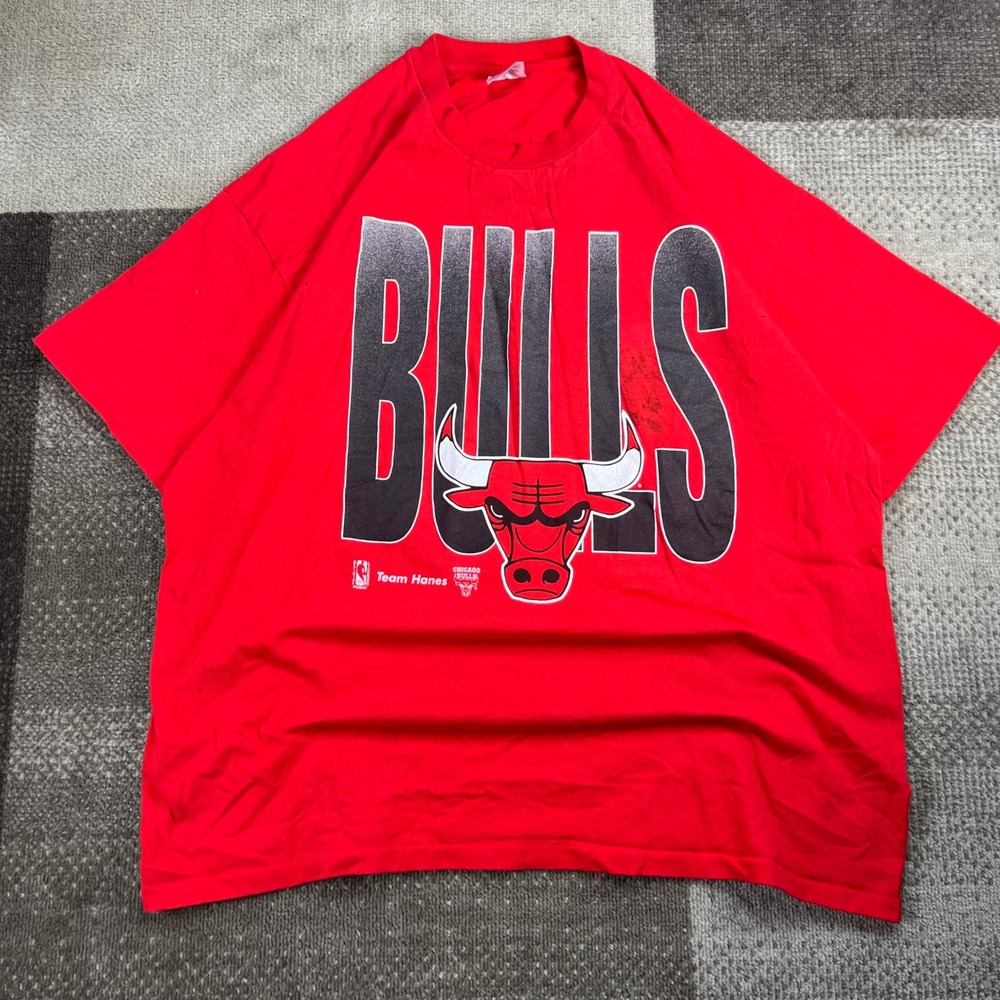 Vintage Hanes Chicago Bulls T Shirt Mens XXL Red NBA Team Heavyweight USA Made